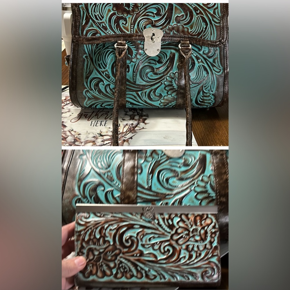 Patrica Nash tooled leather purse and matching wallet